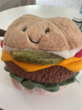 Jellycat Plush Amusables HamBurger with Colorful Toppings